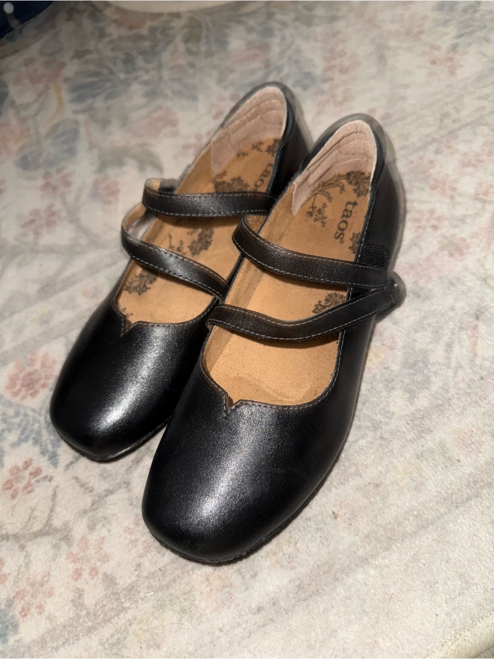 Taos Footwear Kids' Black Double-Strap Mary Jane Flats